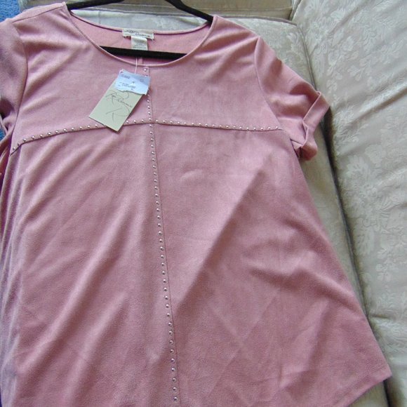 Rae Republic Dusty Rose Suede Look Blouse Size  XL - Picture 8 of 8